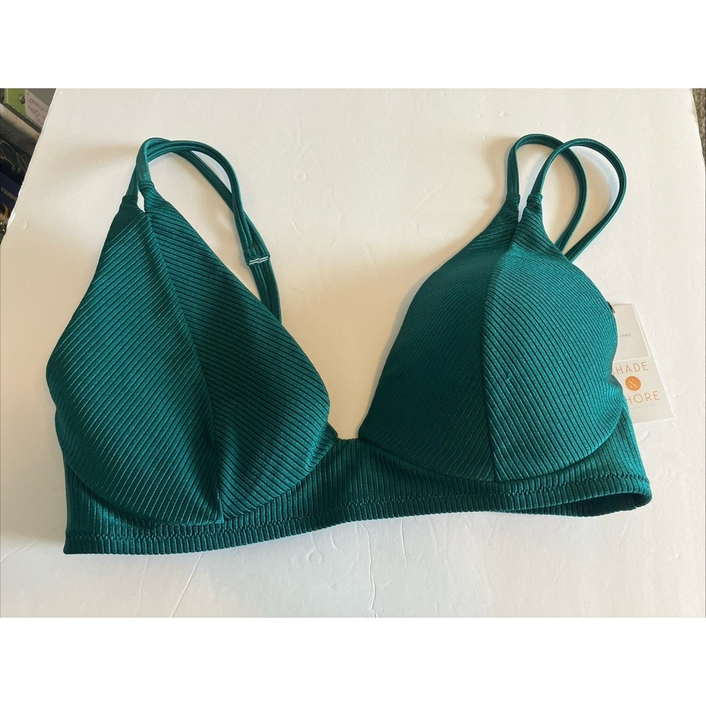 Shade & Shore Women's Size 36C Underwire Double Strap Bikini Top Evergreen C647